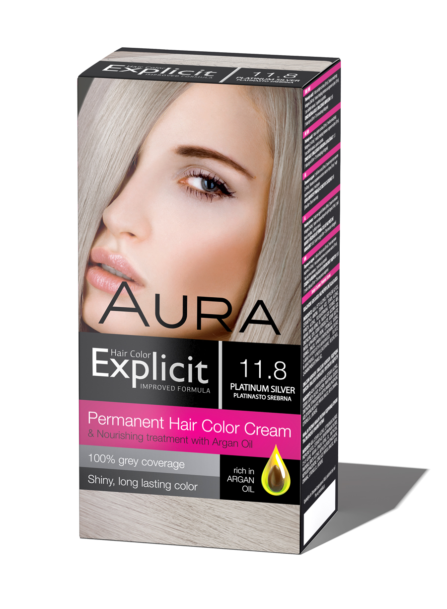 Explicit hair colour 11.8 Platinum Silver 